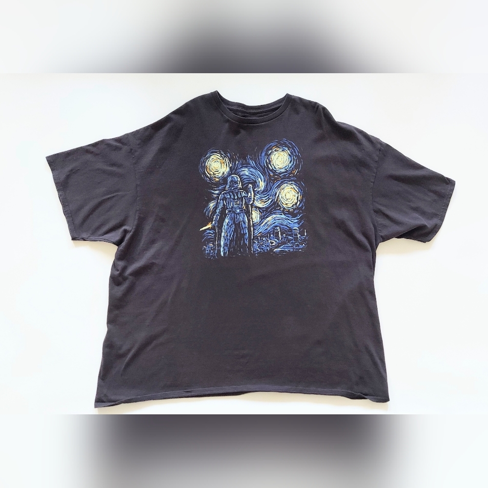 Star Wars Starry Night VanGogh Darth Vader Graphic T Shirt Black Mens 5XL